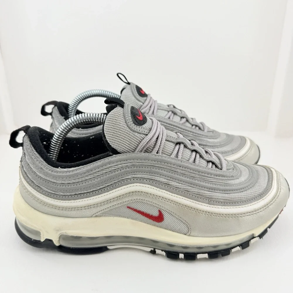 Nike Air Max 97 Silver Grey Red 844421-001 Mens 8.5 UK 7.5 EU 42 Sneakers